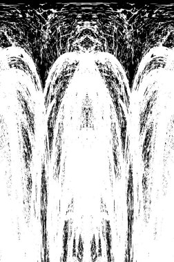 Grunge dikey olarak simetrik siyah beyaz doku. Tek renkli yıpranmış kaplama deseni. 