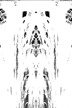 Grunge dikey olarak simetrik siyah beyaz doku. Tek renkli yıpranmış kaplama deseni. 