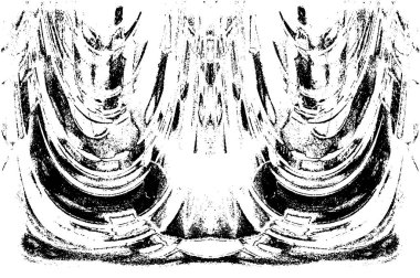 Grunge dikey olarak simetrik siyah beyaz doku. Tek renkli yıpranmış kaplama deseni. 