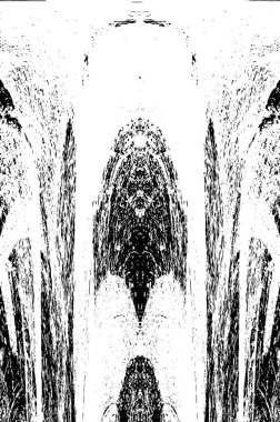 Grunge dikey olarak simetrik siyah beyaz doku. Tek renkli yıpranmış kaplama deseni. 