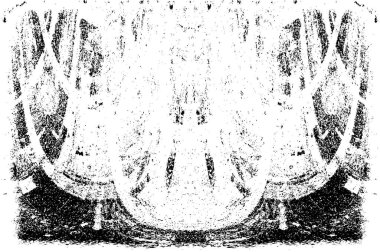 Grunge dikey olarak simetrik siyah beyaz doku. Tek renkli yıpranmış kaplama deseni. 