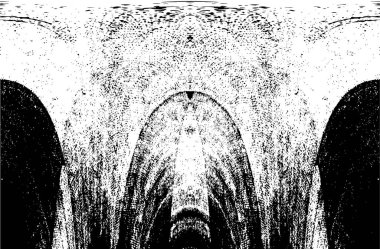 Grunge dikey olarak simetrik siyah beyaz doku. Tek renkli yıpranmış kaplama deseni. 