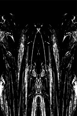 Grunge dikey olarak simetrik siyah beyaz doku. Tek renkli yıpranmış kaplama deseni. 