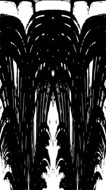 Grunge dikey olarak simetrik siyah beyaz doku. Tek renkli yıpranmış kaplama deseni. 