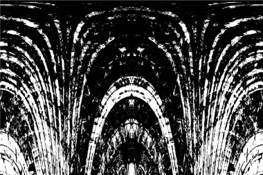 Grunge dikey olarak simetrik siyah beyaz doku. Tek renkli yıpranmış kaplama deseni. 