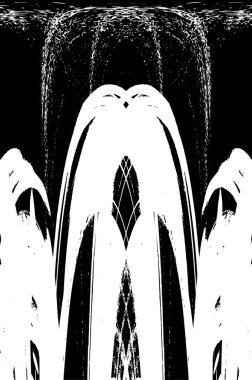 Grunge dikey olarak simetrik siyah beyaz doku. Tek renkli yıpranmış kaplama deseni. 