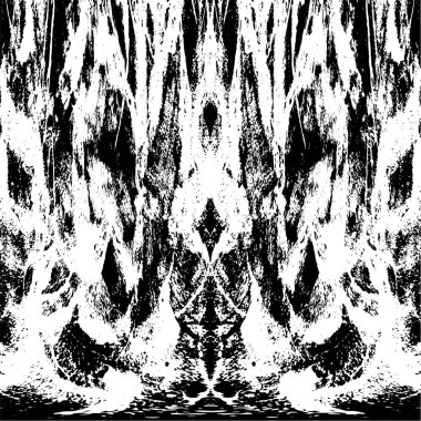 Grunge dikey olarak simetrik siyah beyaz doku. Tek renkli yıpranmış kaplama deseni. 