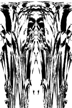 Grunge dikey olarak simetrik siyah beyaz doku. Tek renkli yıpranmış kaplama deseni. 