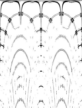 Grunge dikey olarak simetrik siyah beyaz doku. Tek renkli yıpranmış kaplama deseni. 