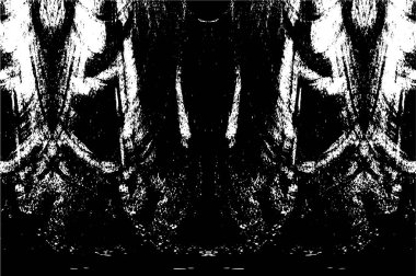 Grunge dikey olarak simetrik siyah beyaz doku. Tek renkli yıpranmış kaplama deseni. 