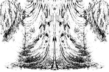 Grunge dikey olarak simetrik siyah beyaz doku. Tek renkli yıpranmış kaplama deseni. 