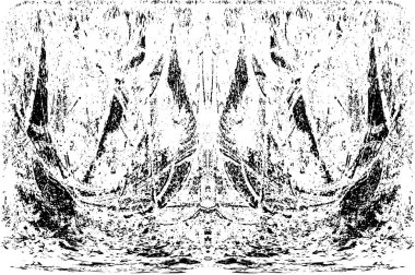 Grunge dikey olarak simetrik siyah beyaz doku. Tek renkli yıpranmış kaplama deseni. 