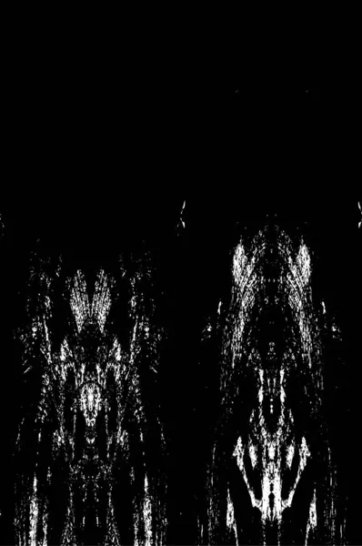 Grunge üst üste biniyor. Soyut siyah-beyaz vektör arkaplanı. Çatlak, leke ve noktalarda kirli desenli tek renkli klasik yüzey. Karanlık korku tarzında eski bir duvar.