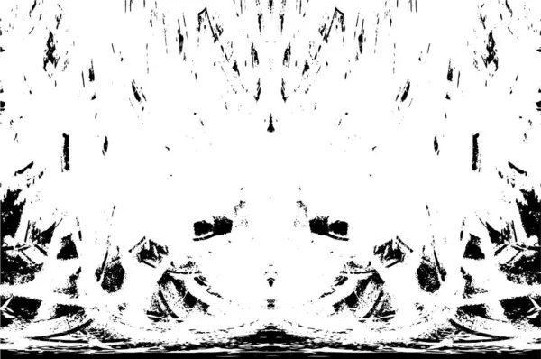 Grunge üst üste biniyor. Soyut siyah-beyaz vektör arkaplanı. Çatlak, leke ve noktalarda kirli desenli tek renkli klasik yüzey. Karanlık korku tarzında eski bir duvar.
