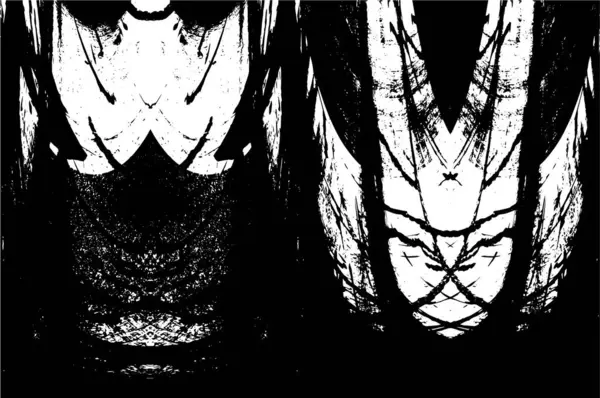 Grunge üst üste biniyor. Soyut siyah-beyaz vektör arkaplanı. Çatlak, leke ve noktalarda kirli desenli tek renkli klasik yüzey. Karanlık korku tarzında eski bir duvar.