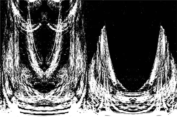 Grunge üst üste biniyor. Soyut siyah-beyaz vektör arkaplanı. Çatlak, leke ve noktalarda kirli desenli tek renkli klasik yüzey. Karanlık korku tarzında eski bir duvar.