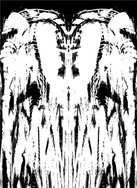 Grunge üst üste biniyor. Soyut siyah-beyaz vektör arkaplanı. Çatlak, leke ve noktalarda kirli desenli tek renkli klasik yüzey. Karanlık korku tarzında eski bir duvar.