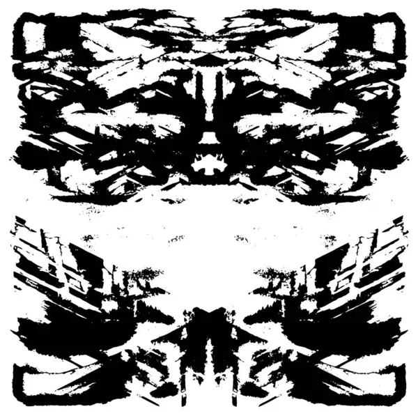 Grunge üst üste biniyor. Soyut siyah-beyaz vektör arkaplanı. Çatlak, leke ve noktalarda kirli desenli tek renkli klasik yüzey. Karanlık korku tarzında eski bir duvar.