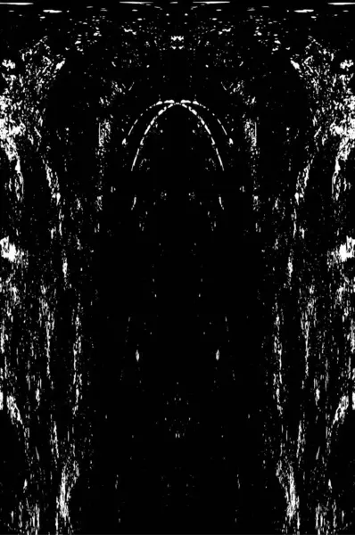 Grunge üst üste biniyor. Soyut siyah-beyaz vektör arkaplanı. Çatlak, leke ve noktalarda kirli desenli tek renkli klasik yüzey. Karanlık korku tarzında eski bir duvar.