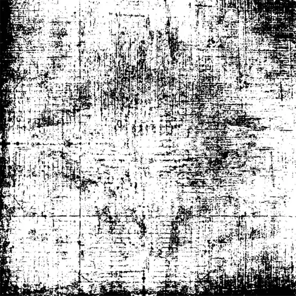 Grunge üst üste biniyor. Soyut siyah-beyaz vektör arkaplanı. Çatlak, leke ve noktalarda kirli desenli tek renkli klasik yüzey. Karanlık korku tarzında eski bir duvar.