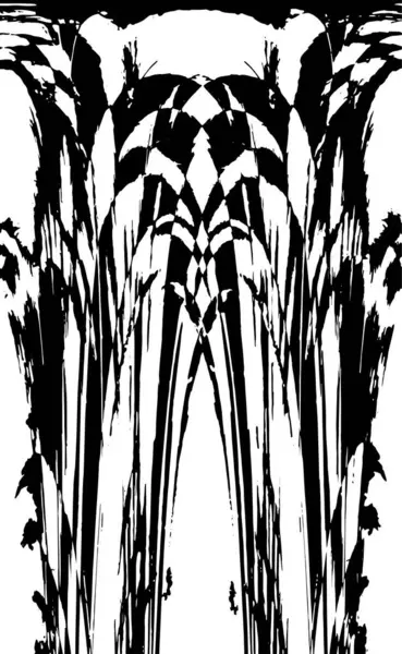 Grunge Vertically Symmetrical Black White Texture Monochrome Weathered Overlay Pattern — Stock Vector