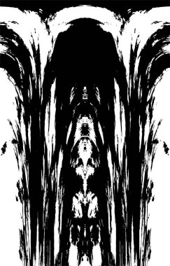 Grunge dikey olarak simetrik siyah beyaz doku. Tek renkli yıpranmış kaplama deseni. 