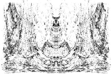 Grunge dikey olarak simetrik siyah beyaz doku. Tek renkli yıpranmış kaplama deseni. 