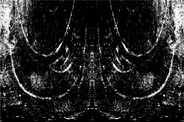 Grunge dikey olarak simetrik siyah beyaz doku. Tek renkli yıpranmış kaplama deseni. 