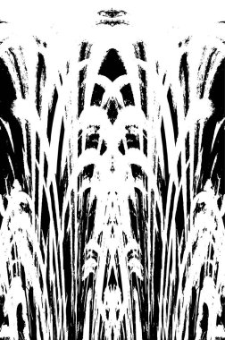 Grunge üst üste biniyor. Soyut siyah-beyaz vektör arkaplanı. Çatlak, leke ve noktalarda kirli desenli tek renkli klasik yüzey. Karanlık korku tarzında eski bir duvar.