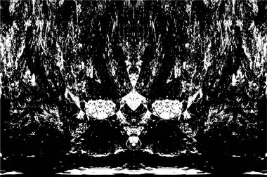 Grunge üst üste biniyor. Soyut siyah-beyaz vektör arkaplanı. Çatlak, leke ve noktalarda kirli desenli tek renkli klasik yüzey. Karanlık korku tarzında eski bir duvar.