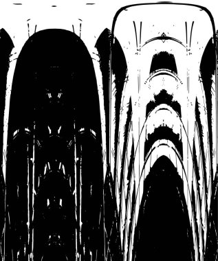 Grunge üst üste biniyor. Soyut siyah-beyaz vektör arkaplanı. Çatlak, leke ve noktalarda kirli desenli tek renkli klasik yüzey. Karanlık korku tarzında eski bir duvar.