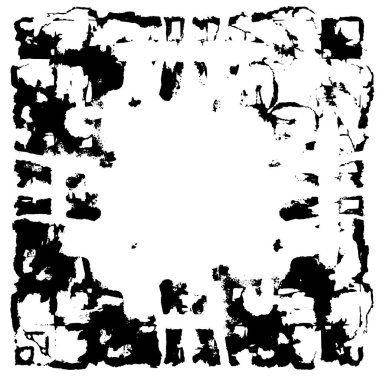 Grunge üst üste biniyor. Soyut siyah-beyaz vektör arkaplanı. Çatlak, leke ve noktalarda kirli desenli tek renkli klasik yüzey. Karanlık korku tarzında eski bir duvar.