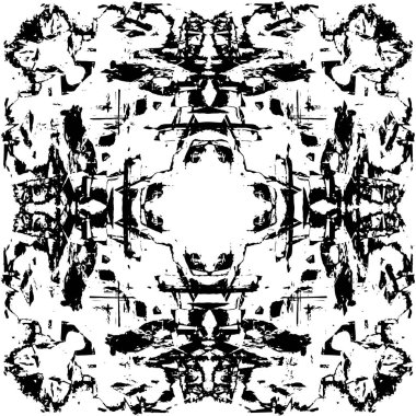 Grunge üst üste biniyor. Soyut siyah-beyaz vektör arkaplanı. Çatlak, leke ve noktalarda kirli desenli tek renkli klasik yüzey. Karanlık korku tarzında eski bir duvar.