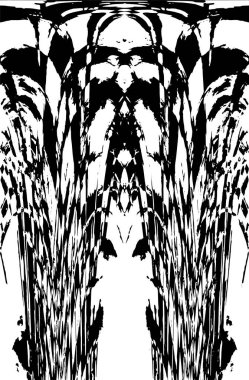 Grunge dikey olarak simetrik siyah beyaz doku. Tek renkli yıpranmış kaplama deseni. 