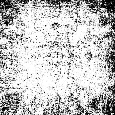 Grunge üst üste biniyor. Soyut siyah-beyaz vektör arkaplanı. Çatlak, leke ve noktalarda kirli desenli tek renkli klasik yüzey. Karanlık korku tarzında eski bir duvar.