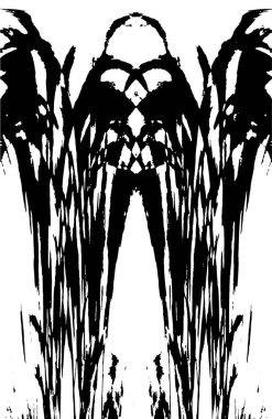 Grunge dikey olarak simetrik siyah beyaz doku. Tek renkli yıpranmış kaplama deseni. 