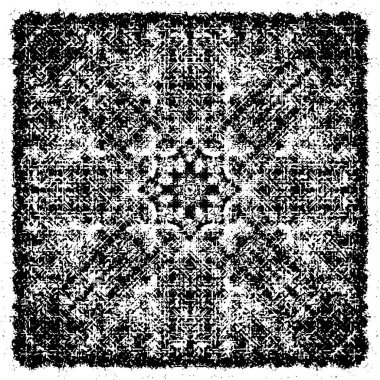 Grunge üst üste biniyor. Soyut siyah-beyaz vektör arkaplanı. Çatlak, leke ve noktalarda kirli desenli tek renkli klasik yüzey. Karanlık korku tarzında eski bir duvar.