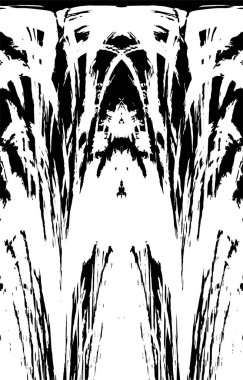 Grunge dikey olarak simetrik siyah beyaz doku. Tek renkli yıpranmış kaplama deseni. 