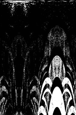 Grunge üst üste biniyor. Soyut siyah-beyaz vektör arkaplanı. Çatlak, leke ve noktalarda kirli desenli tek renkli klasik yüzey. Karanlık korku tarzında eski bir duvar.