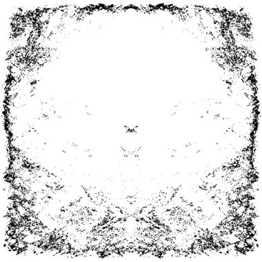 Grunge üst üste biniyor. Soyut siyah-beyaz vektör arkaplanı. Çatlak, leke ve noktalarda kirli desenli tek renkli klasik yüzey. Karanlık korku tarzında eski bir duvar.