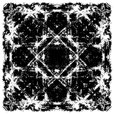 Grunge üst üste biniyor. Soyut siyah-beyaz vektör arkaplanı. Çatlak, leke ve noktalarda kirli desenli tek renkli klasik yüzey. Karanlık korku tarzında eski bir duvar.