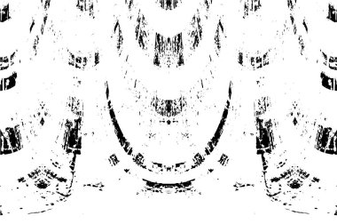 Grunge üst üste biniyor. Soyut siyah-beyaz vektör arkaplanı. Çatlak, leke ve noktalarda kirli desenli tek renkli klasik yüzey. Karanlık korku tarzında eski bir duvar.