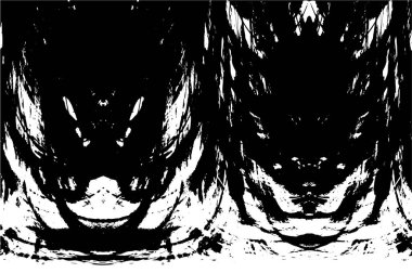 Grunge üst üste biniyor. Soyut siyah-beyaz vektör arkaplanı. Çatlak, leke ve noktalarda kirli desenli tek renkli klasik yüzey. Karanlık korku tarzında eski bir duvar.