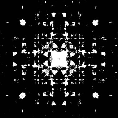 Grunge üst üste biniyor. Soyut siyah-beyaz vektör arkaplanı. Çatlak, leke ve noktalarda kirli desenli tek renkli klasik yüzey. Karanlık korku tarzında eski bir duvar.