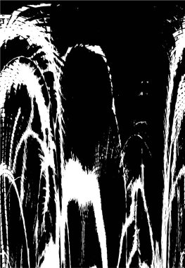 Grunge üst üste biniyor. Soyut siyah-beyaz vektör arkaplanı. Çatlak, leke ve noktalarda kirli desenli tek renkli klasik yüzey. Karanlık korku tarzında eski bir duvar.