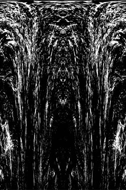 Grunge üst üste biniyor. Soyut siyah-beyaz vektör arkaplanı. Çatlak, leke ve noktalarda kirli desenli tek renkli klasik yüzey. Karanlık korku tarzında eski bir duvar.