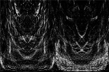 Grunge üst üste biniyor. Soyut siyah-beyaz vektör arkaplanı. Çatlak, leke ve noktalarda kirli desenli tek renkli klasik yüzey. Karanlık korku tarzında eski bir duvar.