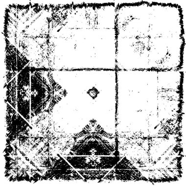 Grunge üst üste biniyor. Soyut siyah-beyaz vektör arkaplanı. Çatlak, leke ve noktalarda kirli desenli tek renkli klasik yüzey. Karanlık korku tarzında eski bir duvar.