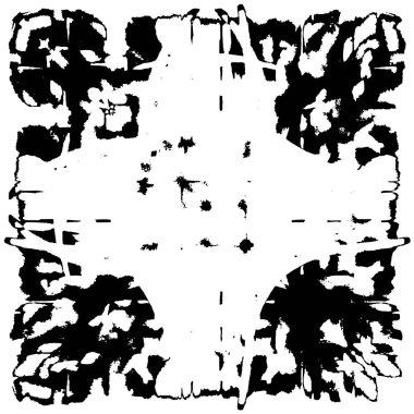 Grunge üst üste biniyor. Soyut siyah-beyaz vektör arkaplanı. Çatlak, leke ve noktalarda kirli desenli tek renkli klasik yüzey. Karanlık korku tarzında eski bir duvar.