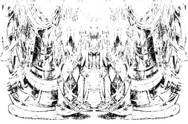 Grunge dikey olarak simetrik siyah beyaz doku. Tek renkli yıpranmış kaplama deseni. 